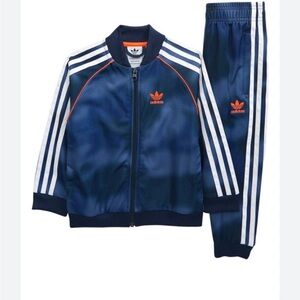 Adidas Youth Navy Tracksuit with White and Orange Accents